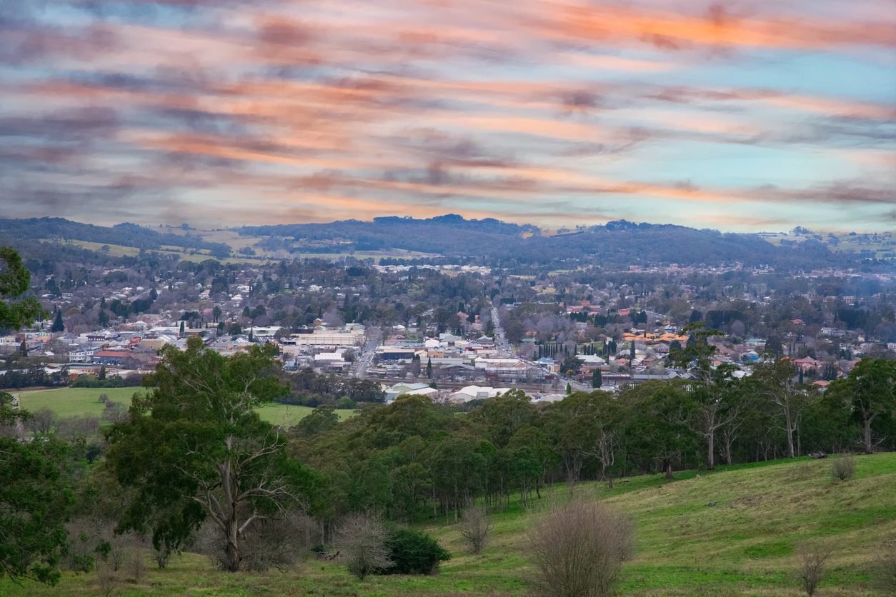 Panoramic views of Bowral in NSW Southern Highlands Australia